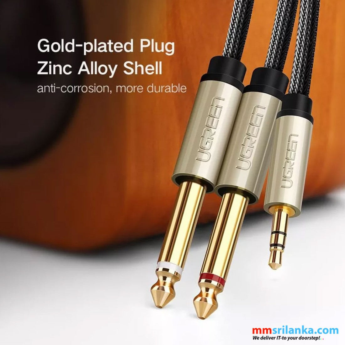UGREEN 3.5mm TRS to Dual 6.35mm TS Audio Cable 2m (AV126)