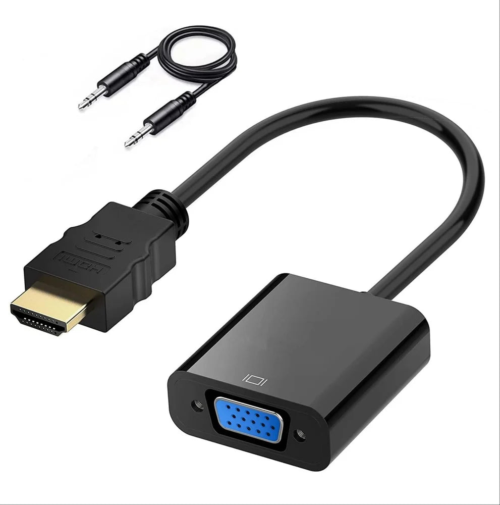 HDMI Male to VGA Female Adapter with 3.5mm Audio – Black