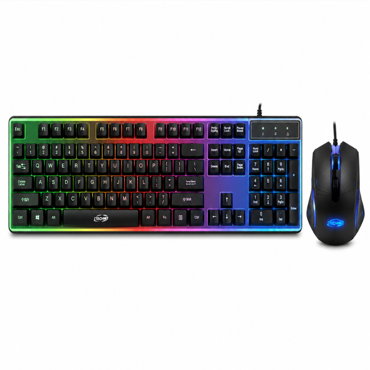 Techno WIRED RGB KEYBOARD AND MOUSE COMBO BLACK