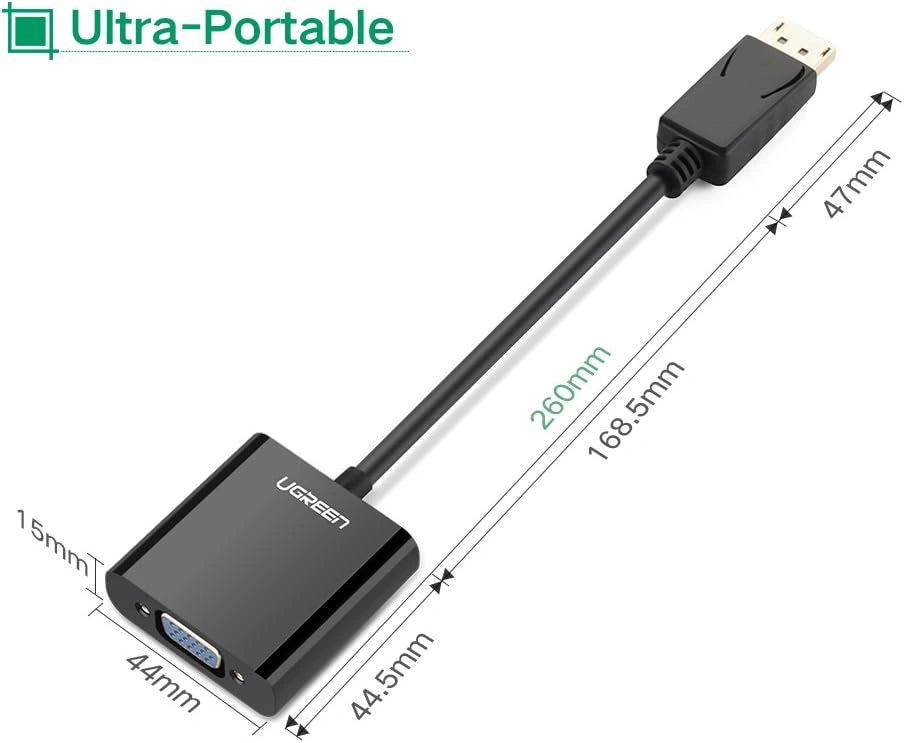 UGREEN DP Male to VGA Female Converter – DP109 (20415)