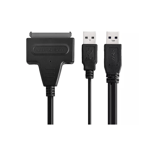 USB 2.0 to SATA Hard Drive Converter Cable with Dual USB Power (Support up to 2TB)