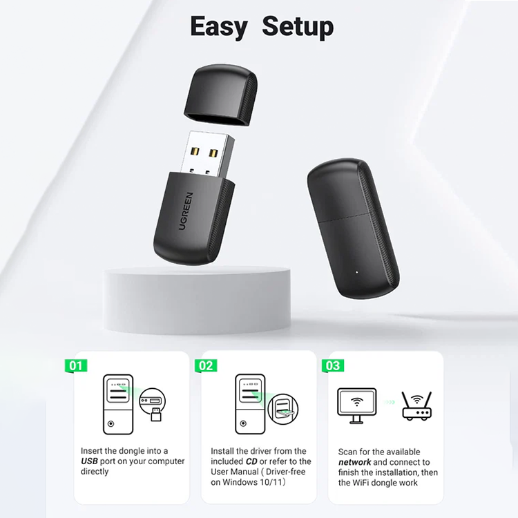 UGREEN AC650 11ac Dual-Band Wireless USB Adapte