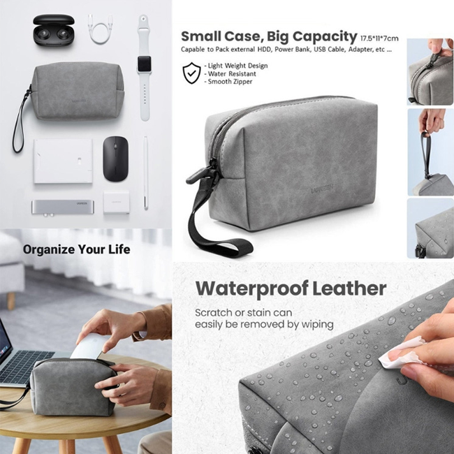 UGREEN Electronics Accessories Storage Bag with Lanyard (Gray)