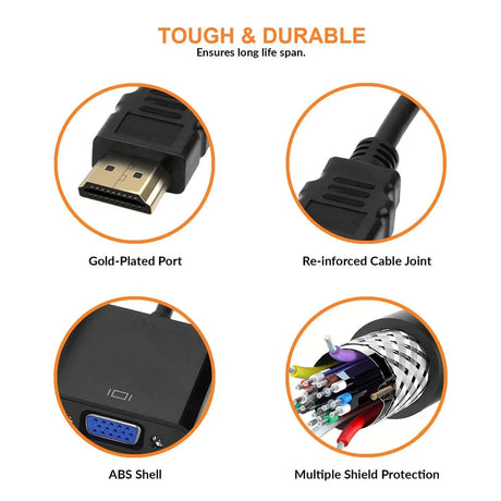 HDMI Male to VGA Female Adapter with 3.5mm Audio – Black