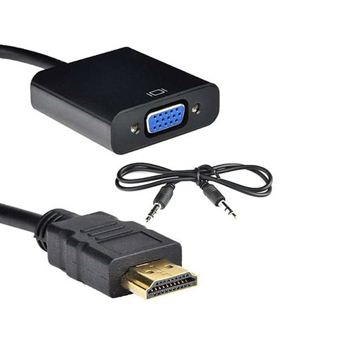 HDMI Male to VGA Female Adapter with 3.5mm Audio – Black