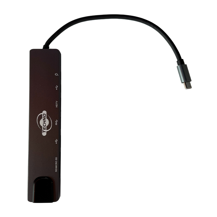 TECHNO 8-in-1 Type-C Multifunction Adapter Hub – Space Gray