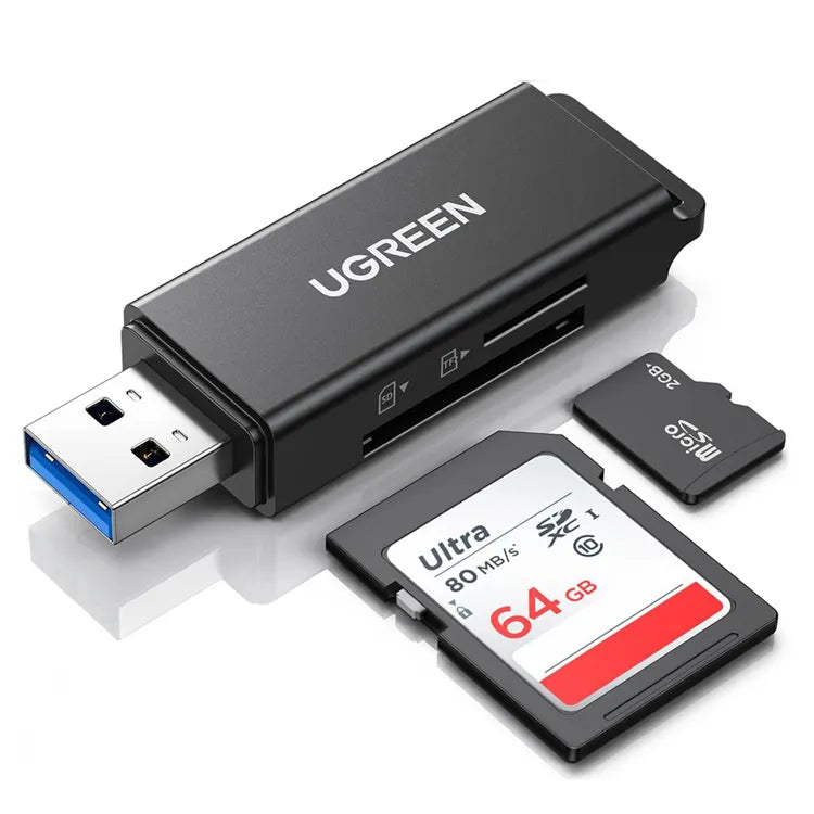 UGREEN USB 3.0 to TF + SD Dual Card Reader (Black) - 40752