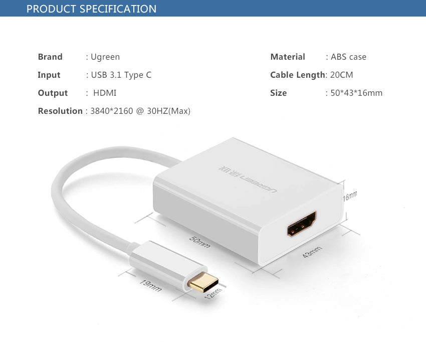 UGREEN Type-C to HDMI Adapter – 40273