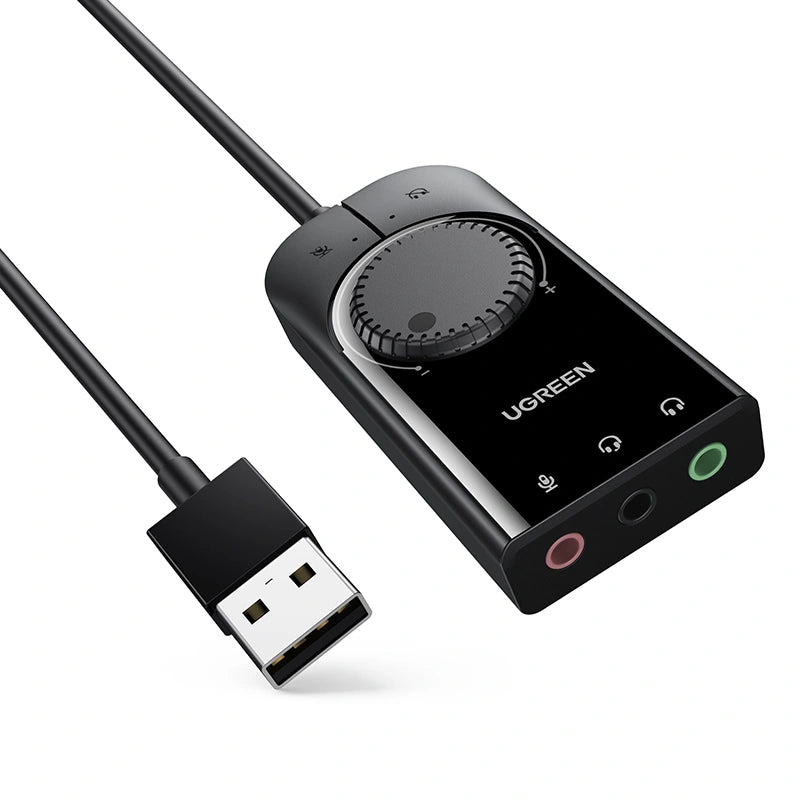 UGREEN USB External Stereo Sound Adapter 15cm (CM129) – USB to 3.5mm Audio Adapter