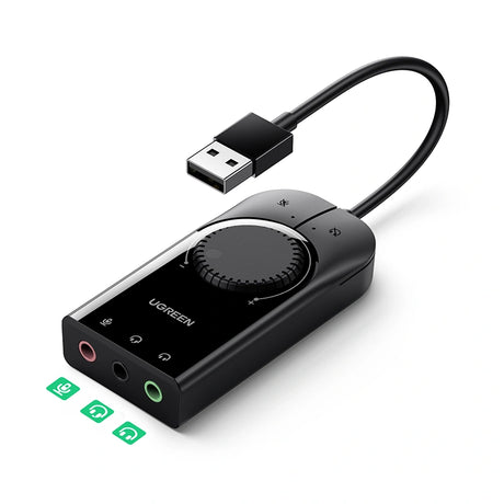 UGREEN USB External Stereo Sound Adapter 15cm (CM129) – USB to 3.5mm Audio Adapter