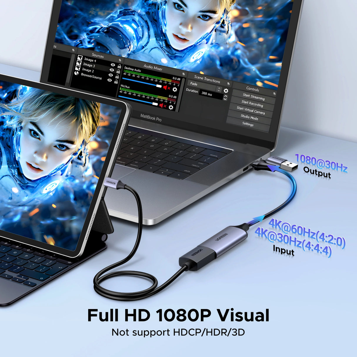 UGREEN 40189 Video Capture Card – HDMI to USB Capture Adapter (CM489)