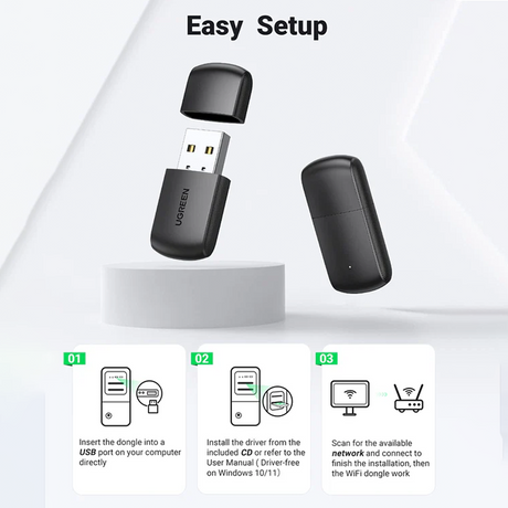 UGREEN AC650 11ac Dual-Band Wireless USB Adapte