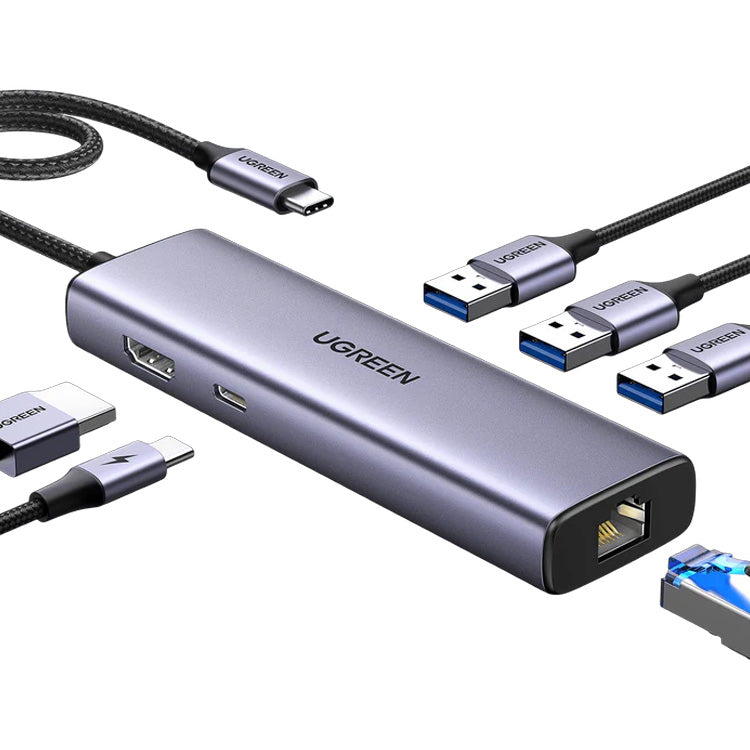 Ugreen Revodok 6 in 1 USB C Hub Gigabit Ethernet Adapter with 4K HDMI
