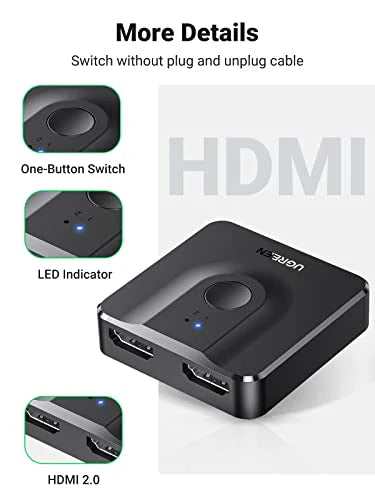UGREEN HDMI Switch 5-In-1-Out 4K@60Hz with Remote – CM568